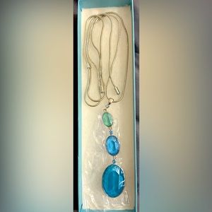 Touchstone Crystal Summer Drop Pendant, Blue Necklace